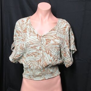 O'Neill Brown and Cream Short Sleeve Top